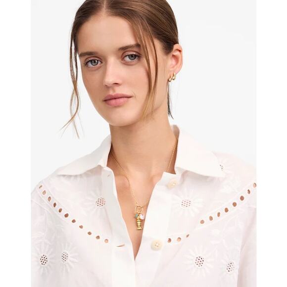 NWT Madewell Embroidered Lace Button-Up Shirt White Size XS - Picture 5 of 11